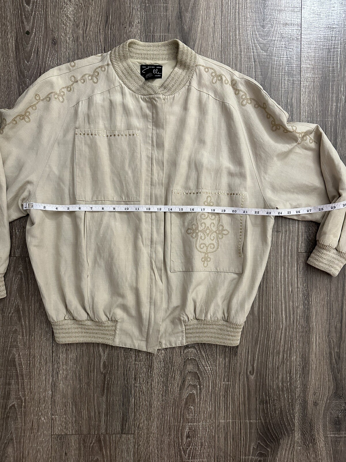 SUZELLE Vintage Silk Jacket lined in Linen Embroidered Size M