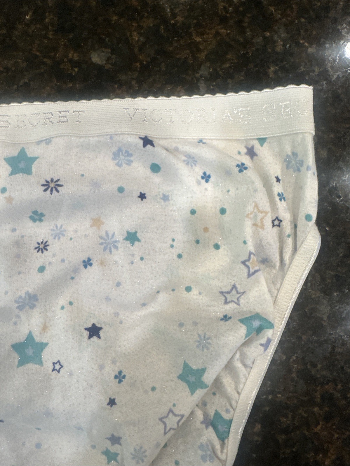 Vintage Size Large Signature Cotton Victoria’s Secret Brief White with Stars