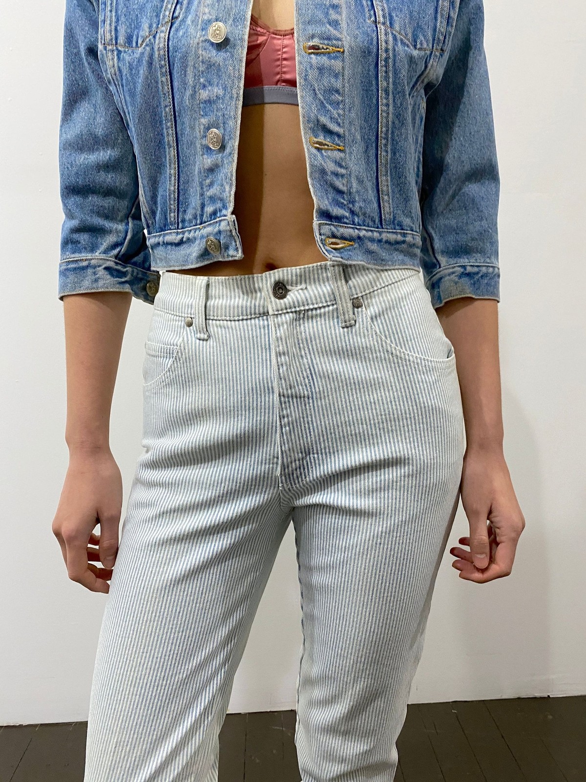 80s Levis Hickory Stripe Jeans: Vintage High Waist Tapered Denim