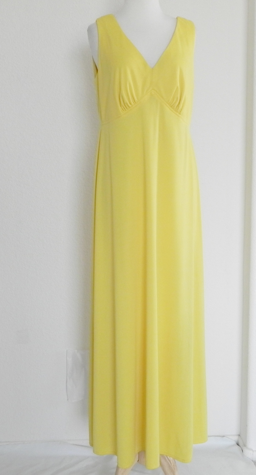 Vtg Lane Bryant 2 PC Long Sleeve Tunic /Maxi Dress Chiffon/Jersey Yellow Size 10