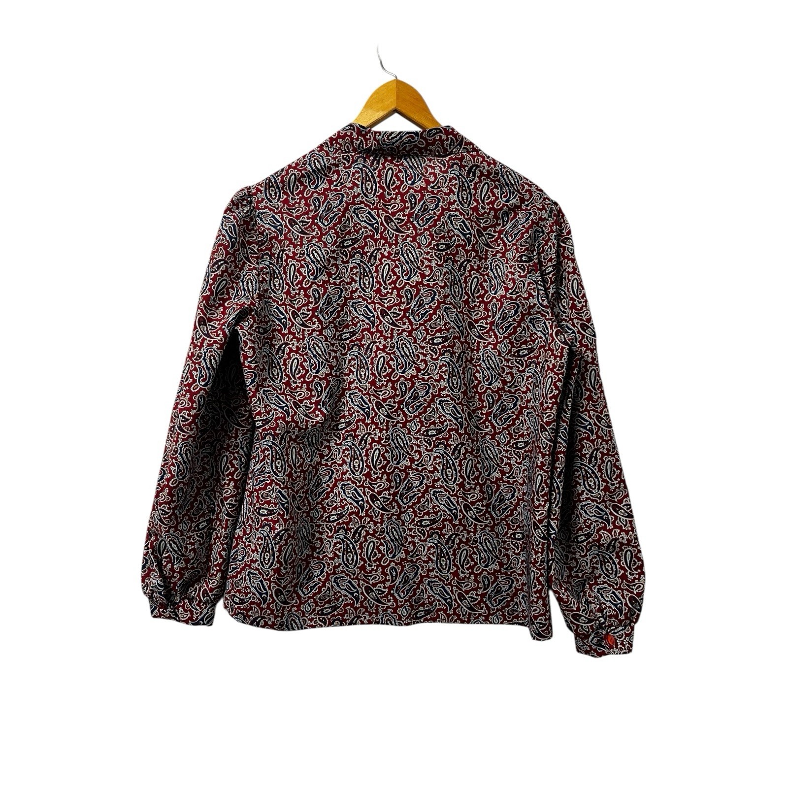 Vintage 70s Ship’n Shore Inner Visions Blouse Red Paisley XL Button Front Retro