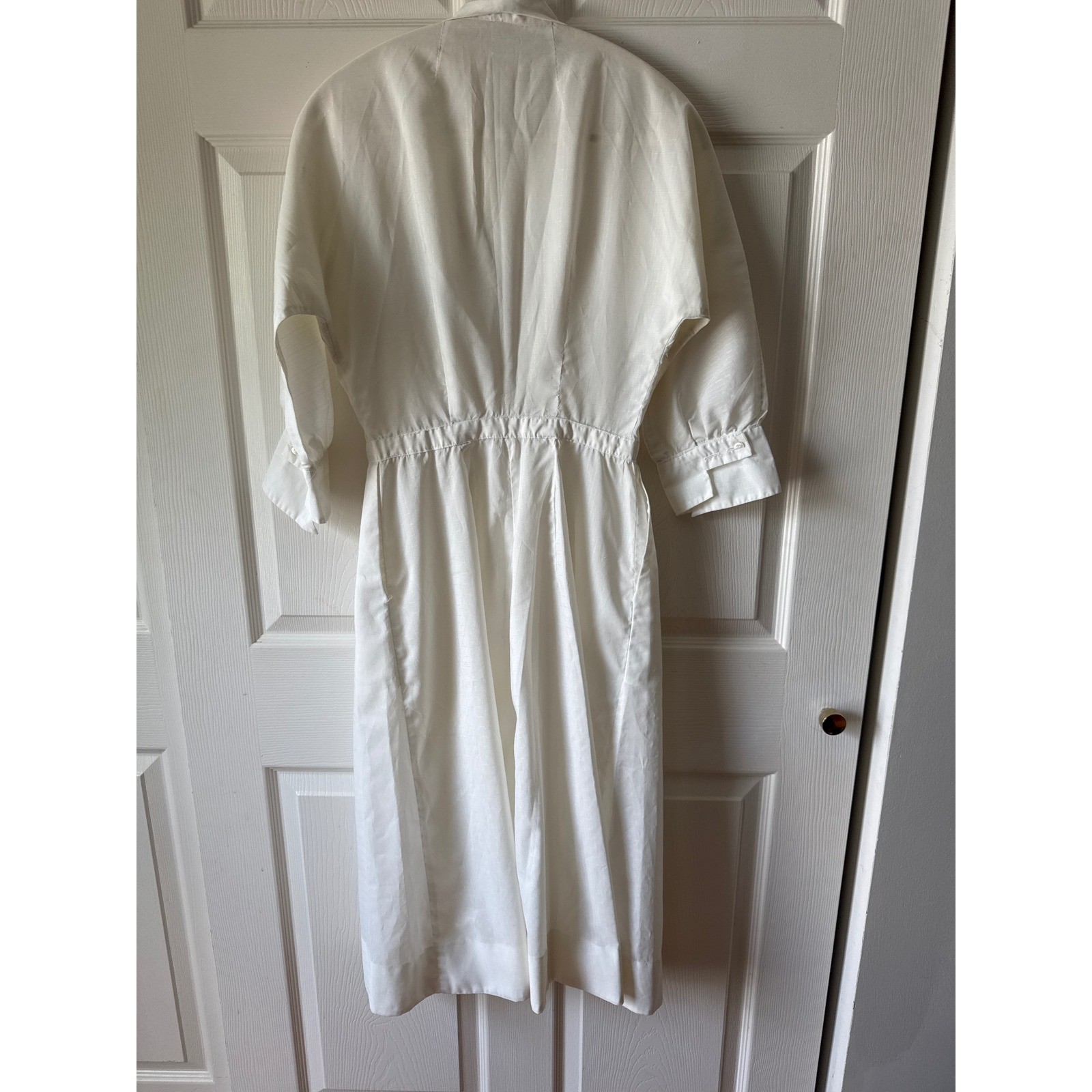 Vintage Dress White Size Small White Pintuck Button Retro Uniform Nurse Dolly