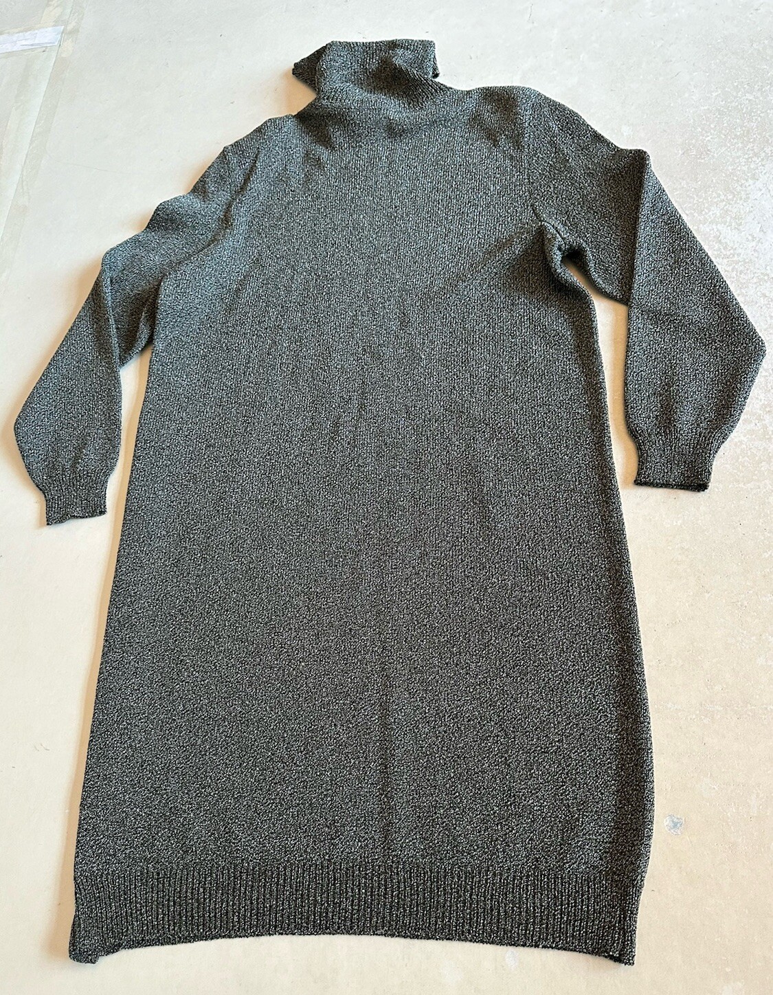 Vintage ANNE PEDERSEN Womens Grey Knee L Sweater Knit Turtle Neck Dress SzM Used