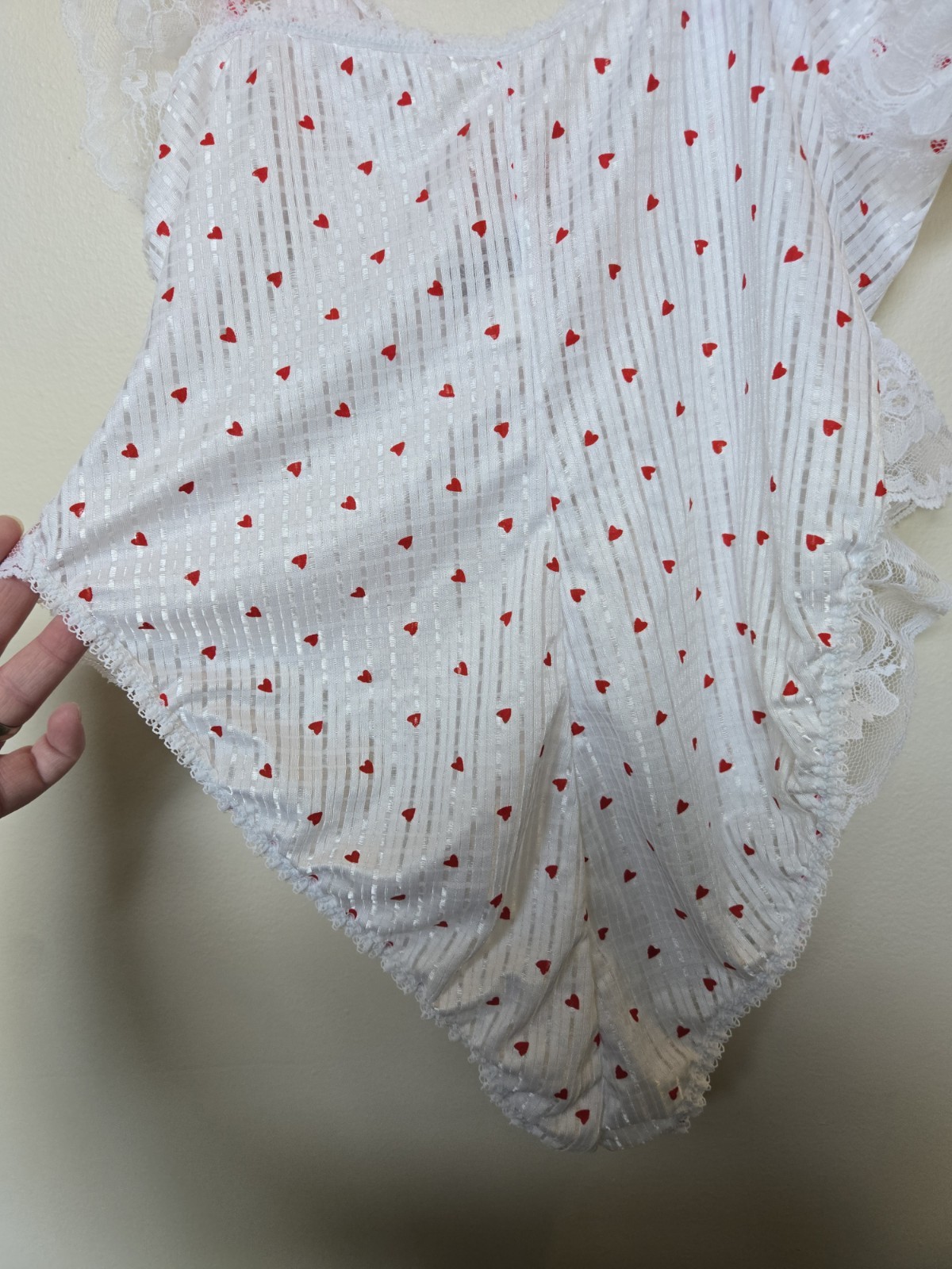 Vintage Alana Gale Teddie Twee Tiny Heart Ruffle Lace Lingerie Sz Mone Piece