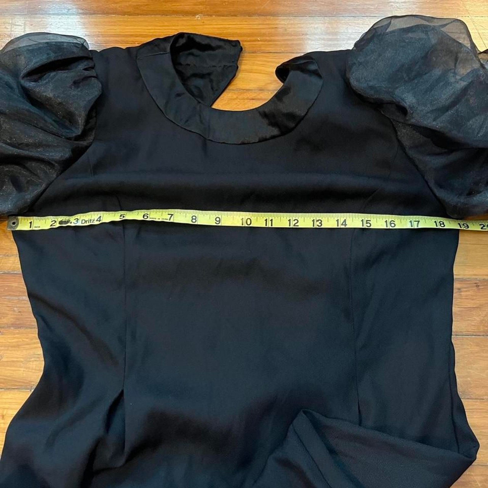Vintage 1980s Michael Marcella Black Cocktail Dress Huge Puff Sleeves