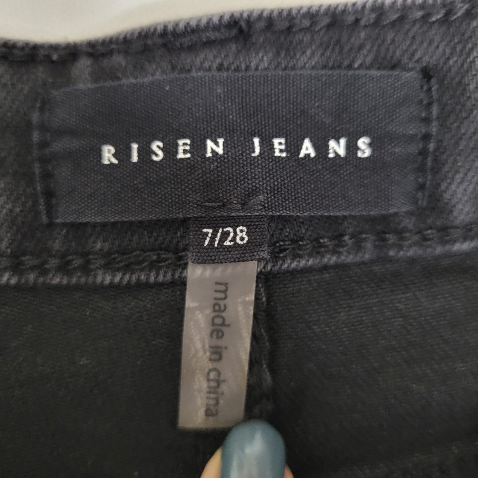 Risen Black Flare Jeans Womens 7 Rhinestone Fringe Distressed Goth Coachella Y2K