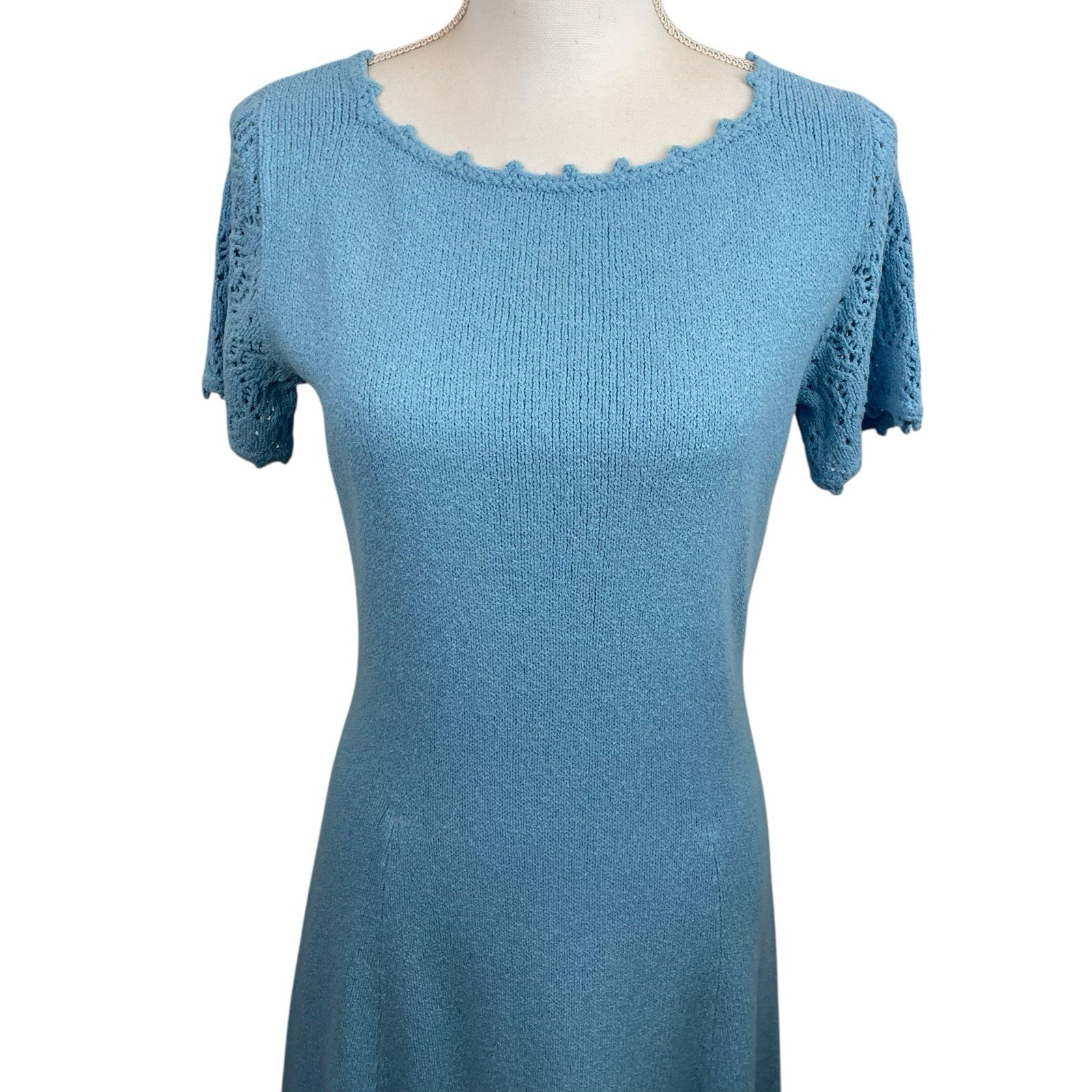 St. John Knits Vintage 1960’s Powder Blue Santana Knit Dress Film TV Hollywood
