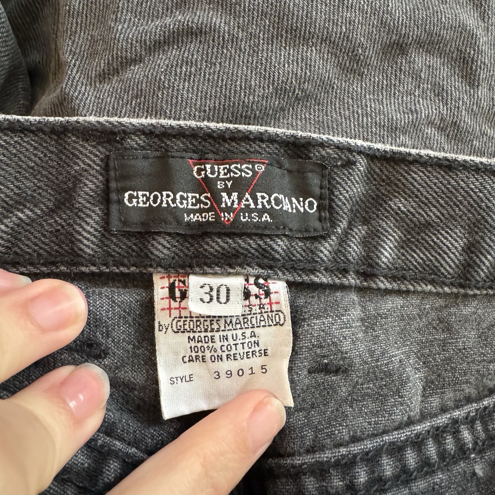Vtg Woman’s 1990s GUESS JEANS, Size 30, Blk, Tapered Leg, Zip Ankle, Style 39015