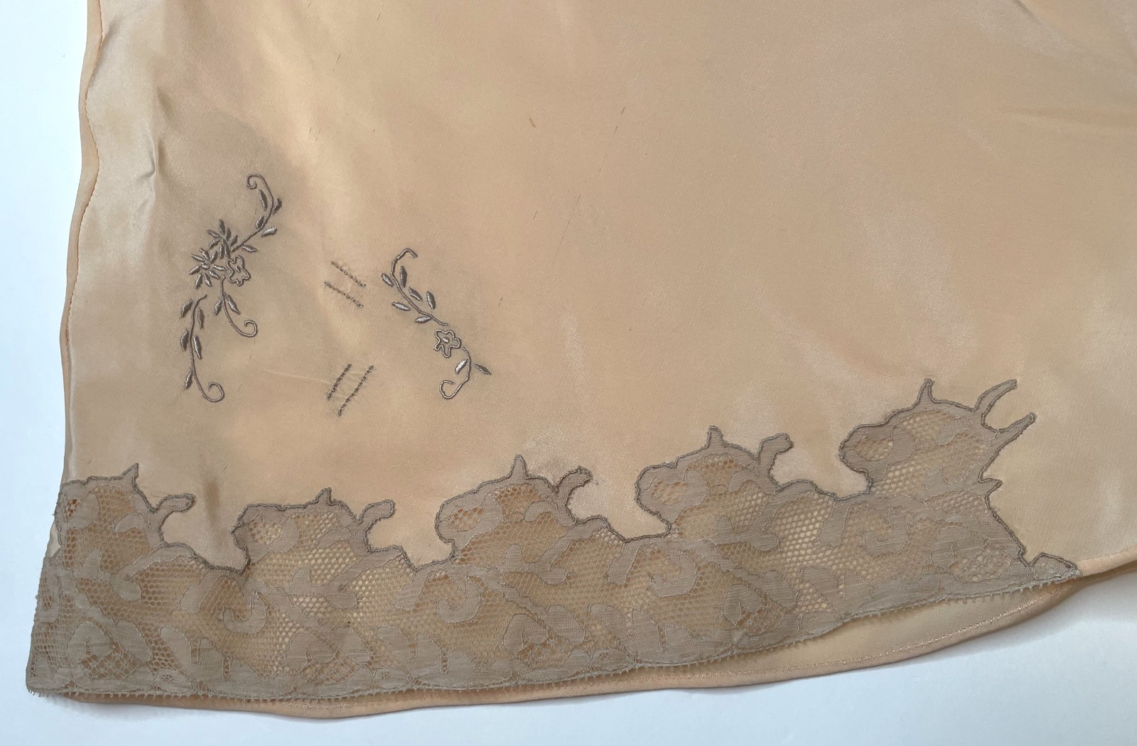 Antique 20s Pink Peach Silk Panties S M NOS Button Side Tap Pants Lace Embr