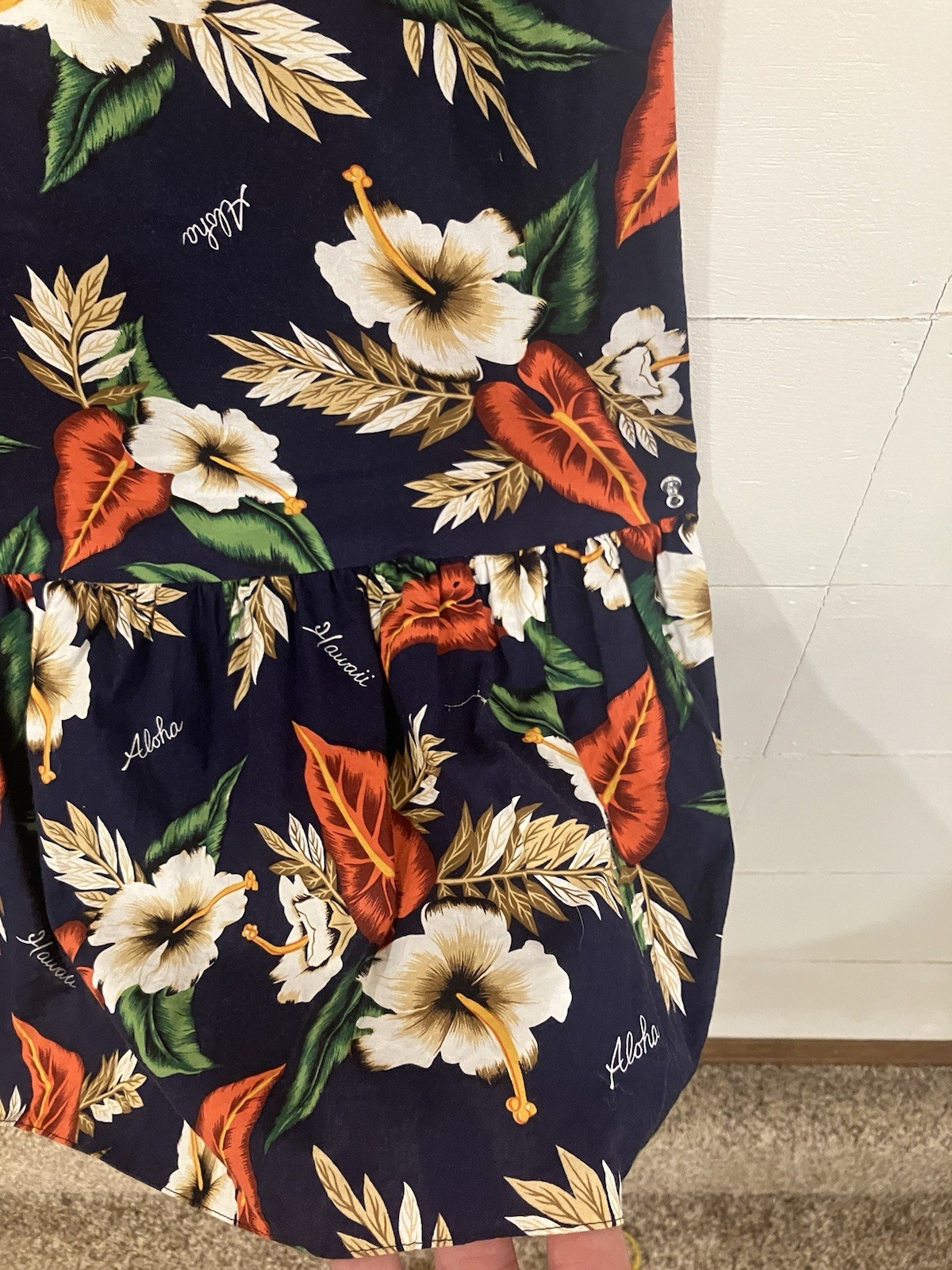 Vintage 70’s Shannon Marie Blue Floral Women’s Hawaiin Mu’mu Dress XL Talon Zip