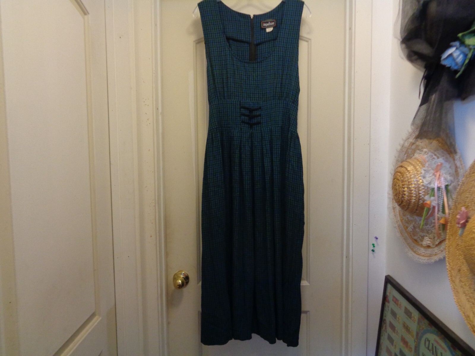VINTAGE SCHOOLGIRL KAWAII 90S MAXI PLAID JUMPER DRESS 10