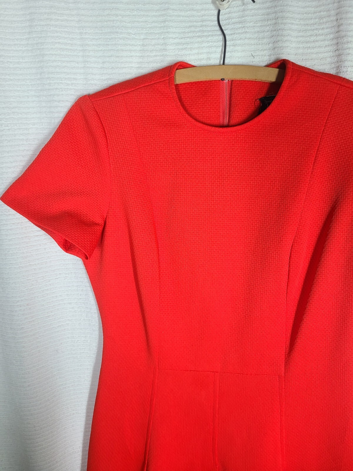 Vtg 70s Scooter Dress Fluoro Orange Princess Seamed Mod Full Skirt M Retro