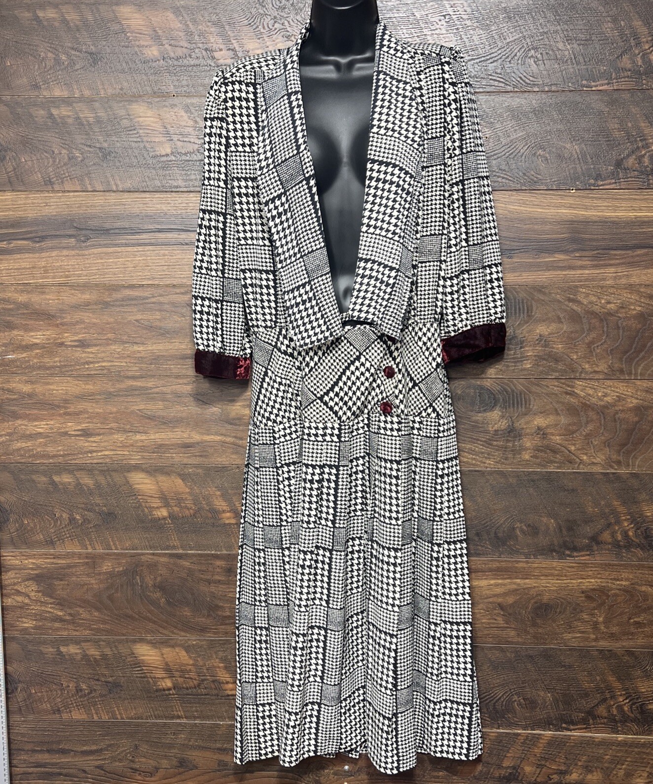 Vtg Billy Jack 1970/1980 Dress Button Drop Waist 9/10 Pleated Glen Check Classy