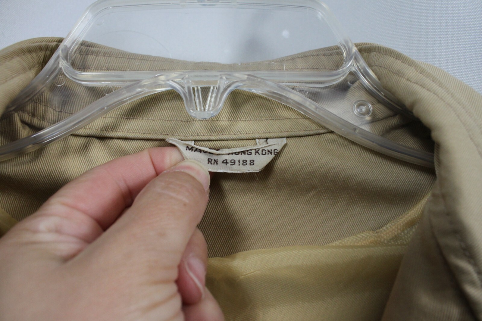 Vtg Jacket Coat Zip Front Khaki Mod Retro 70s Cotton Twill Hong Kong Mid XS/S