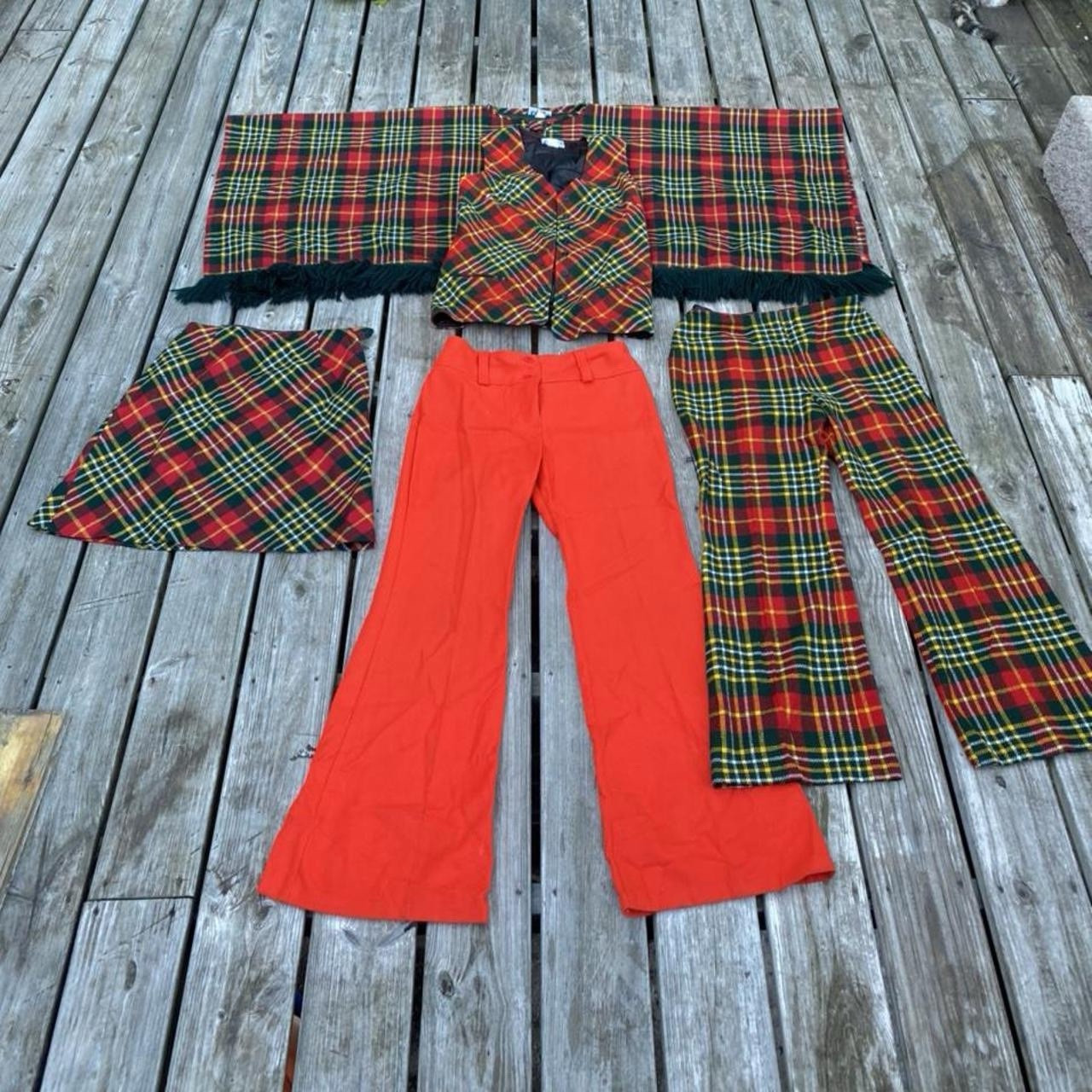 Vintage 70s Bobbie Brooks 5 Piece Wool Plaid Set Bell bottoms