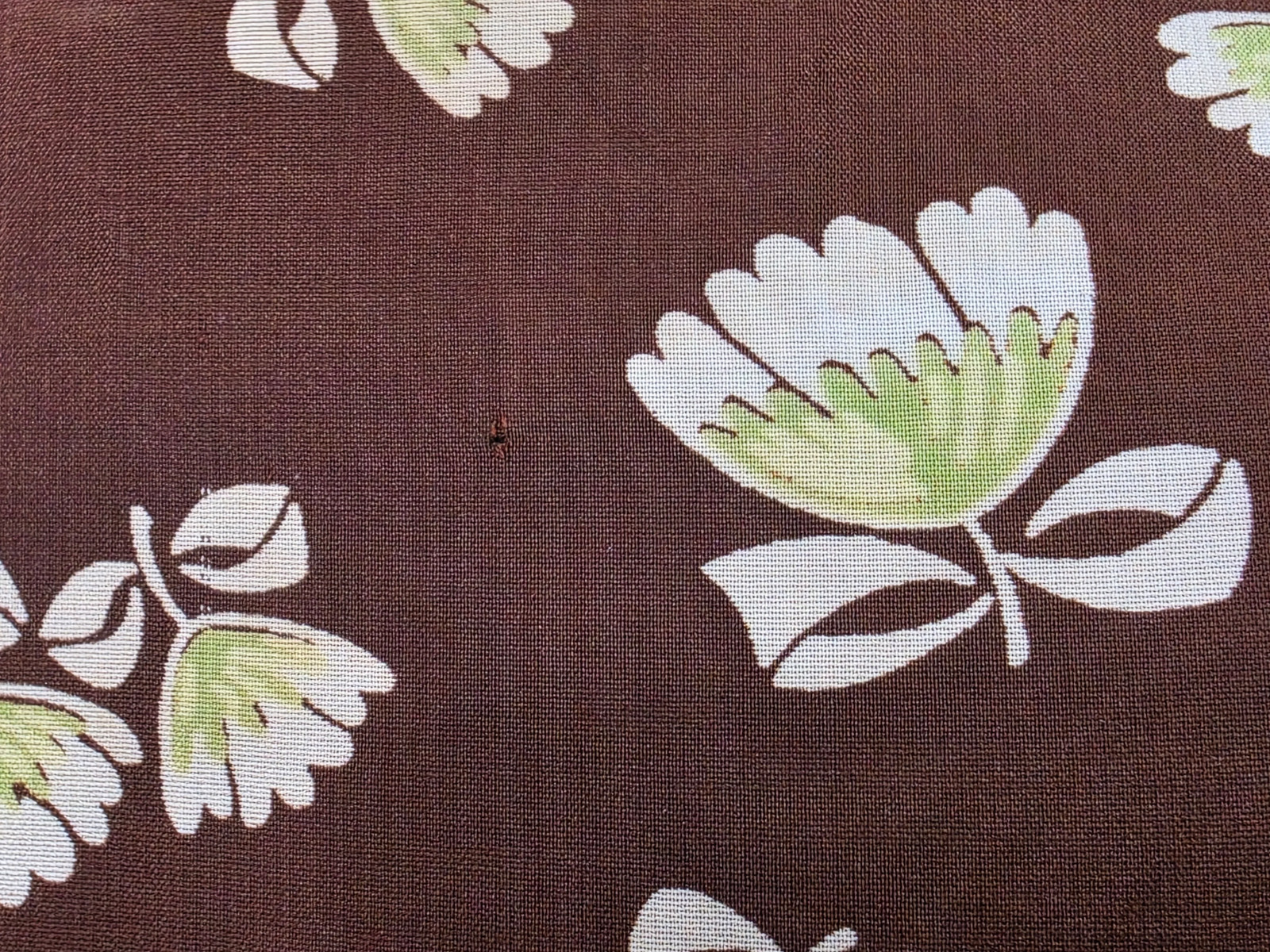 Vintage 1930s 1940s Brown Peplum Dress Flower Print Tulip Novelty (34″ waist)