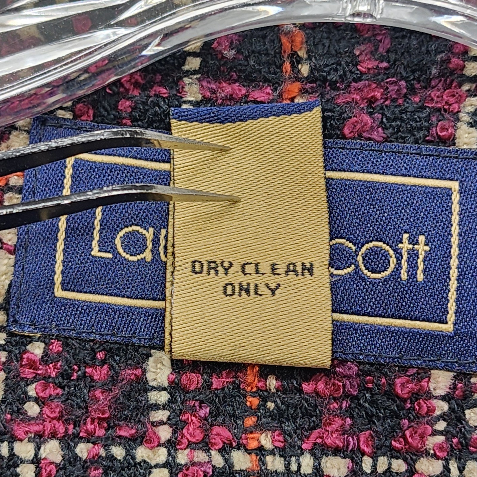 Vintage Laura Scott Jacket Womens 12 Multicolor Plaid Tweed Zip Blazer Preppy