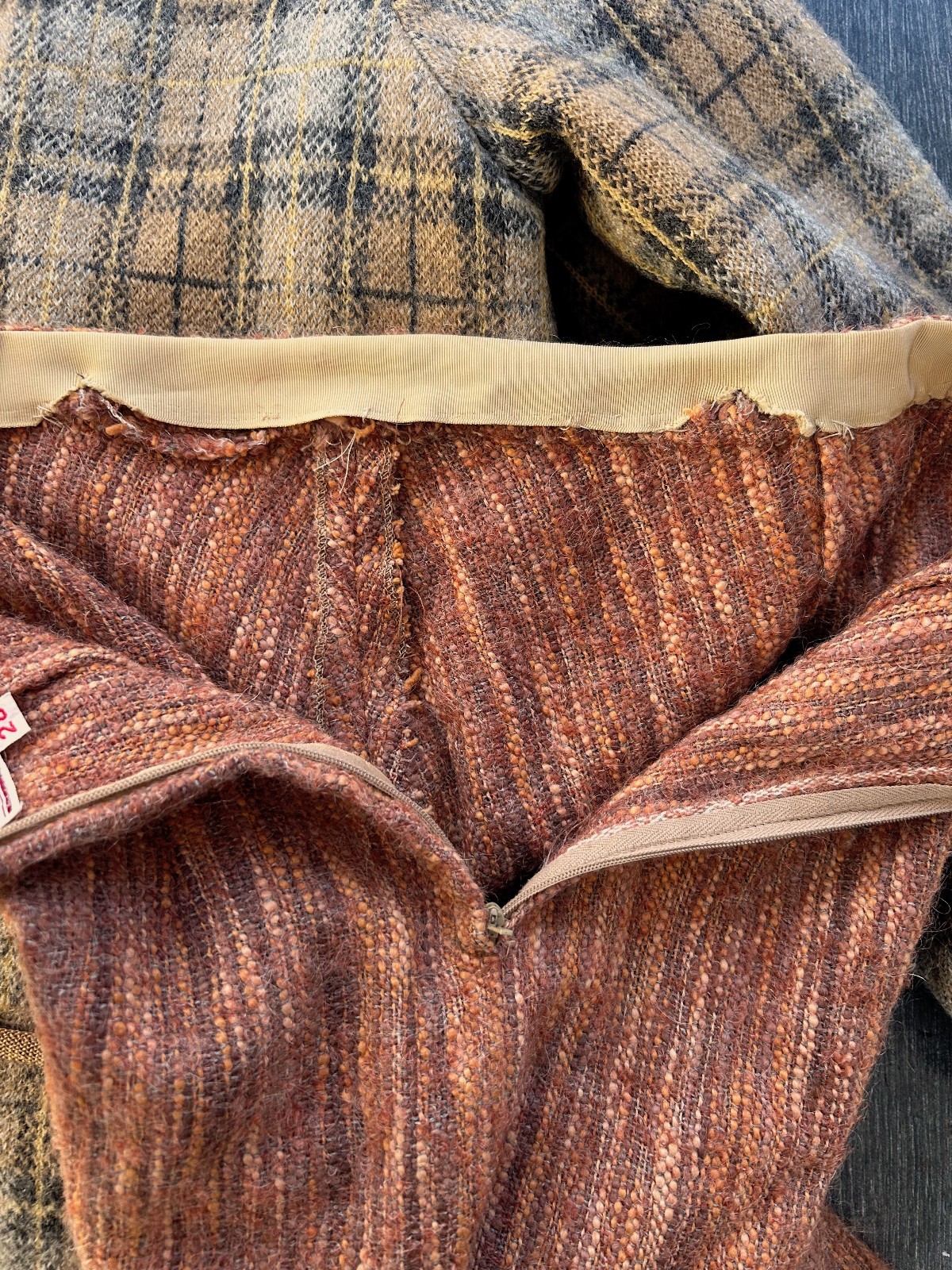 Vintage Wool Autumnal Tweed Skirt Aunt Abigail’s Attic Bias Cut A-Line 30″ W