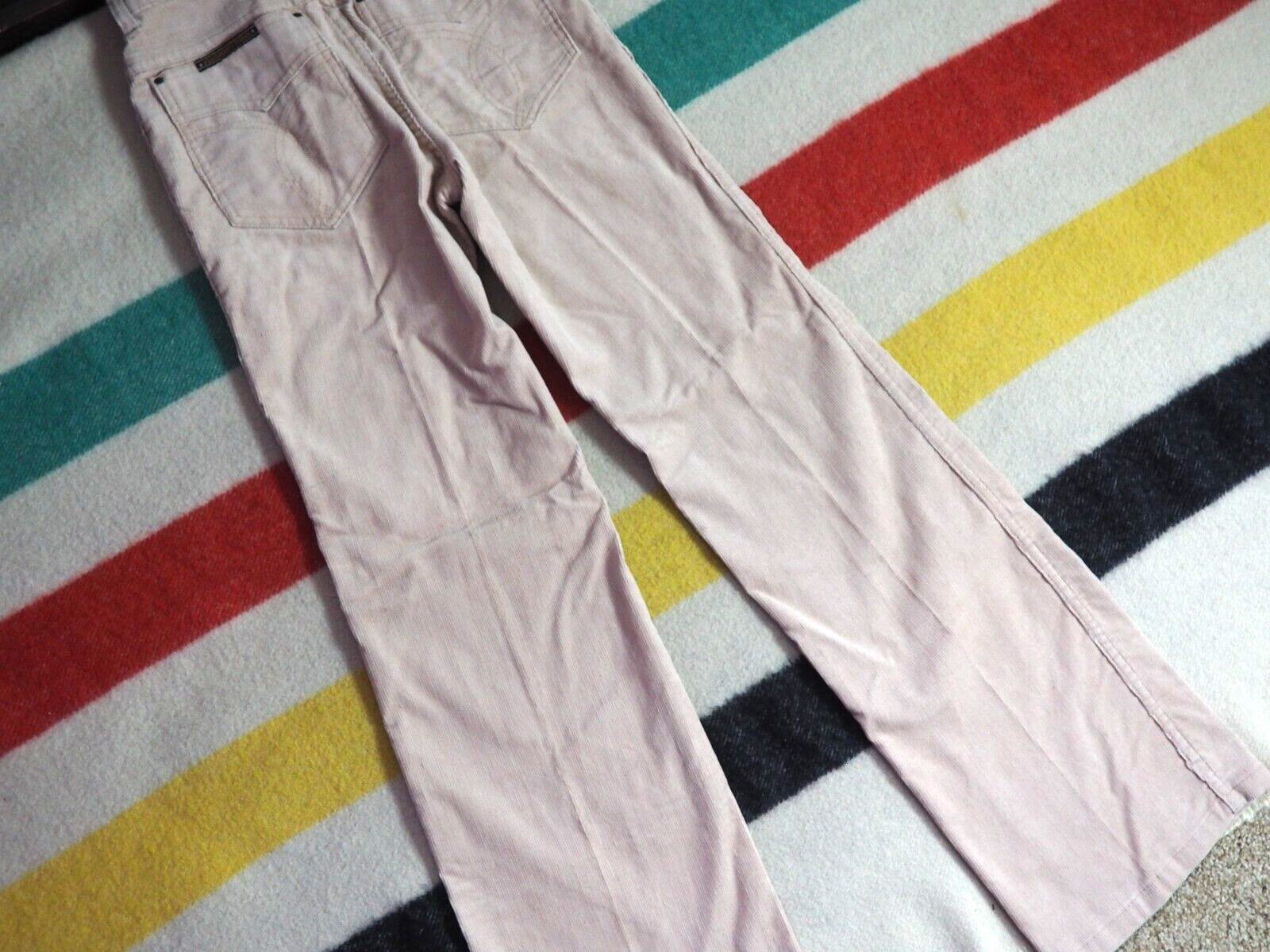 VTG 70s Plushbottoms Tan Corduroy Western Flare Bells 26×33 Talon Womens Pants