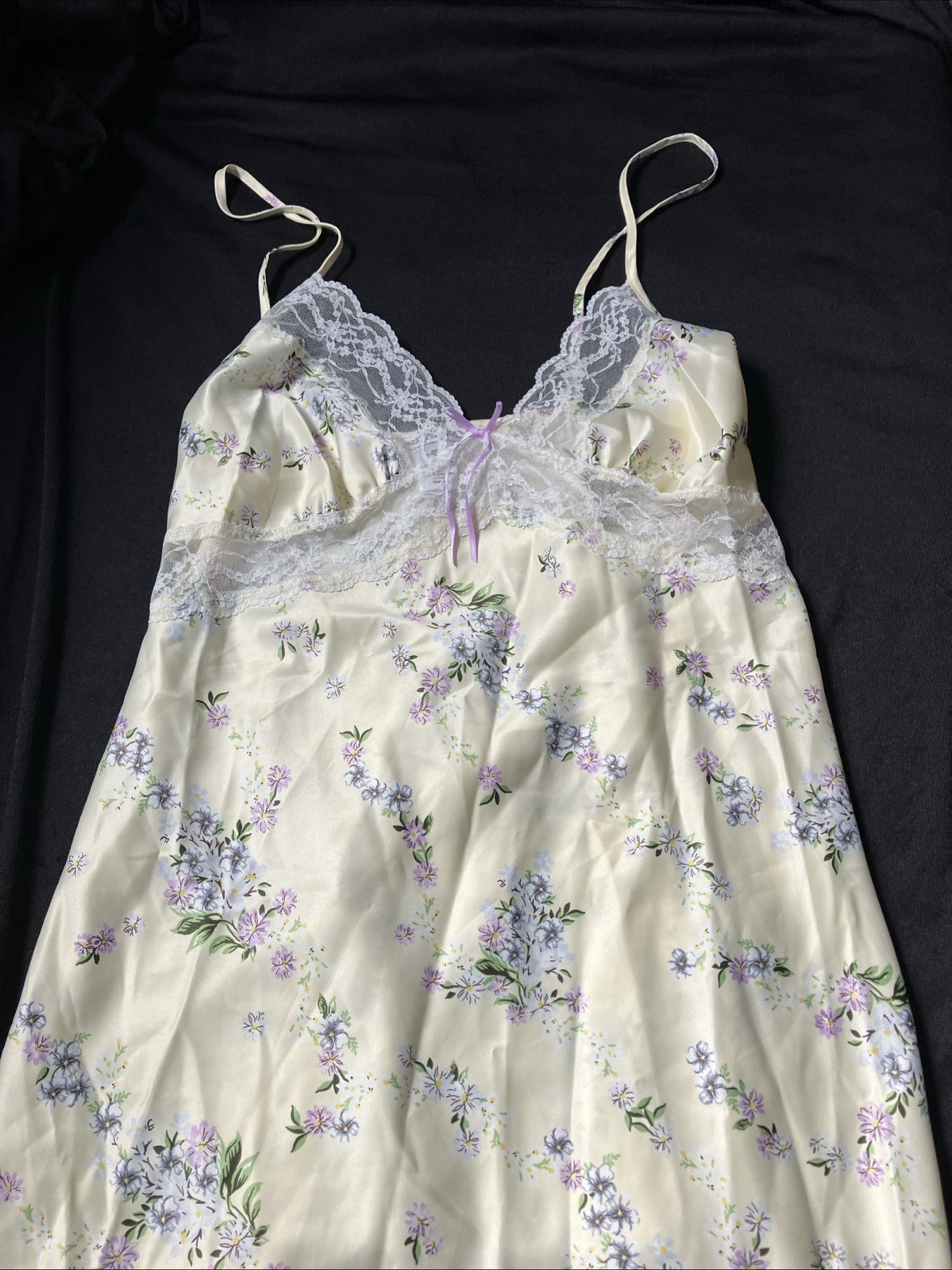 Vintage Linea Donatella Satin & Lace Floral Nighty Lingerie