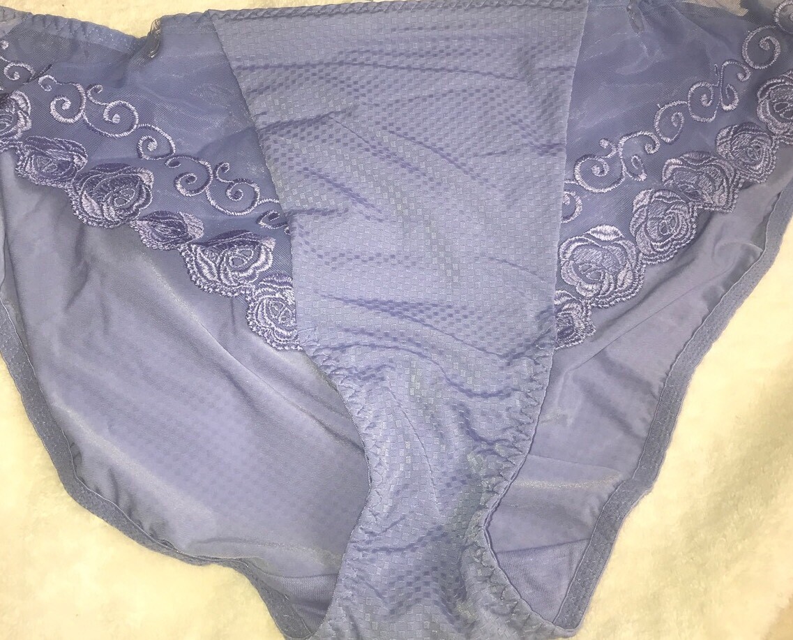 X3 DELICATES HI RISE PANTIES Blue JC Penney Silky 12% Spandex Lace Insert. 3xl