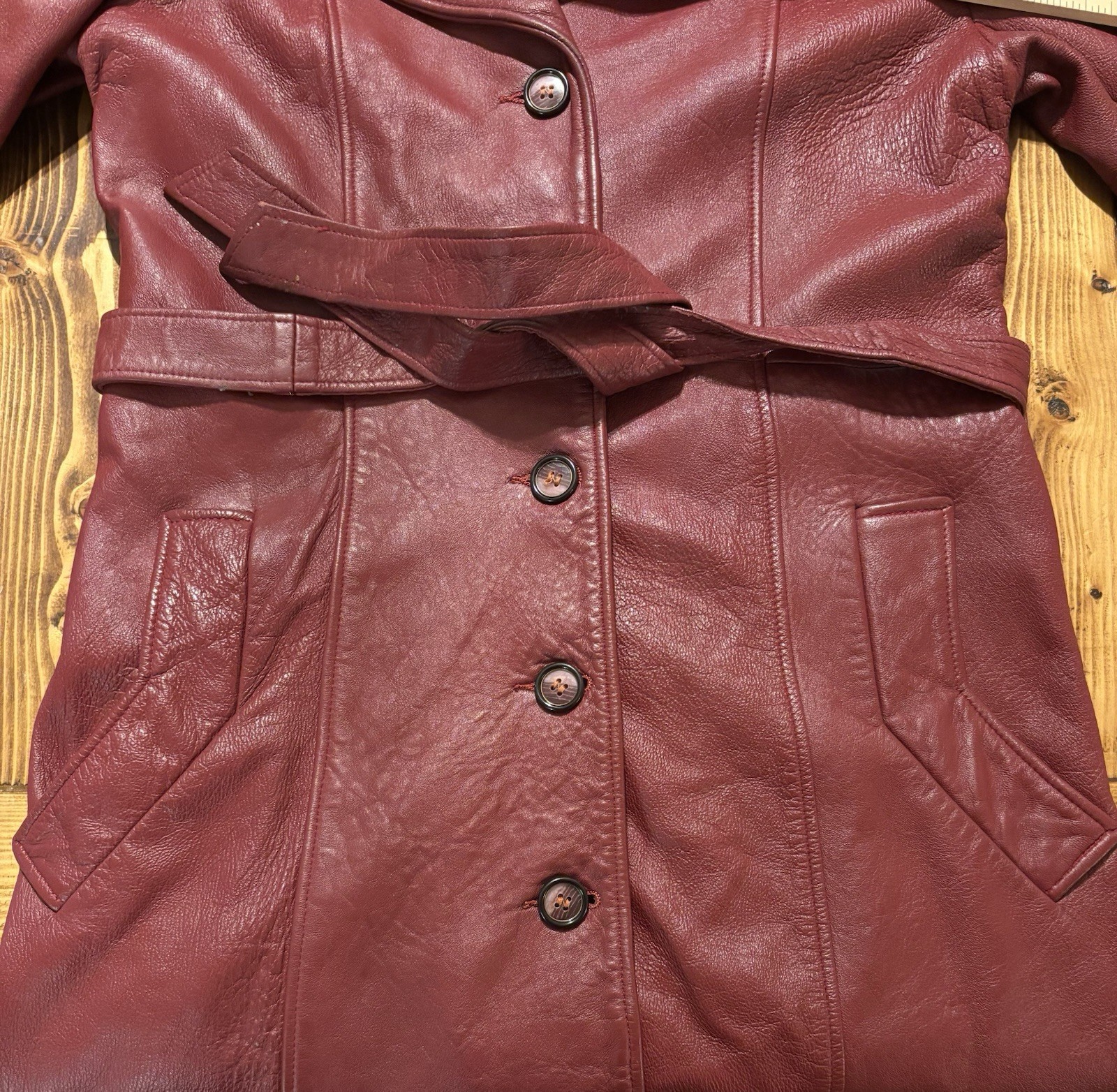 Vtg Leathers by New England Sports Wear Co Leather Trench Coat Women’s Medium