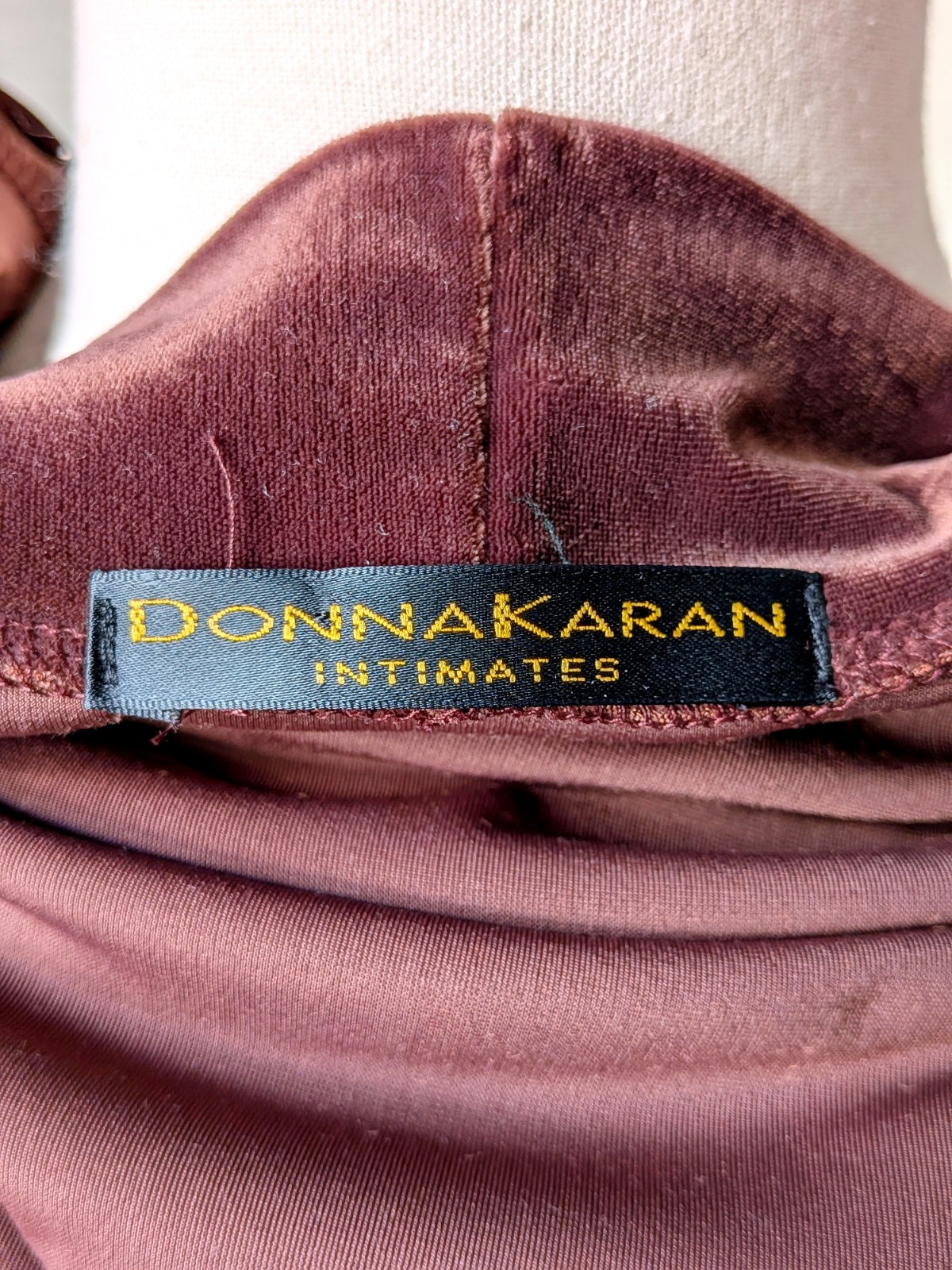 Donna Karan Intimates Women’s Brown Velour Rayon Turtleneck Top S/M