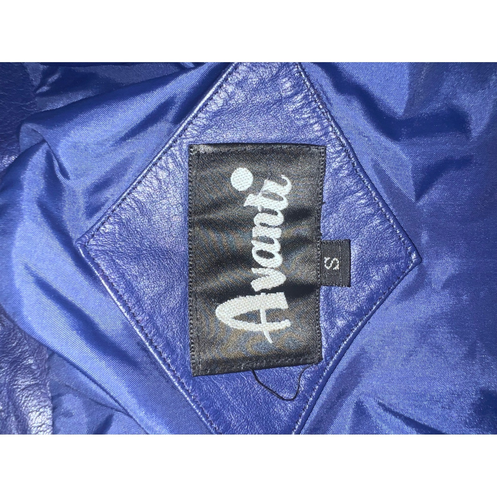 Avanti Vintage 80s Leather Bomber Jacket Cobalt Blue Puff Shoulder Womens Small
