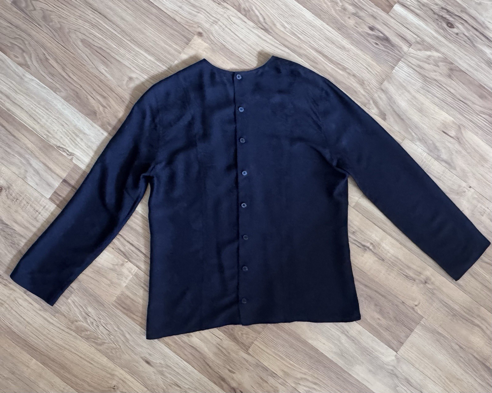 Vtg 90s Calvin Klein Collection Navy Silk Rose Blouse Size 4 Carolyn bessette
