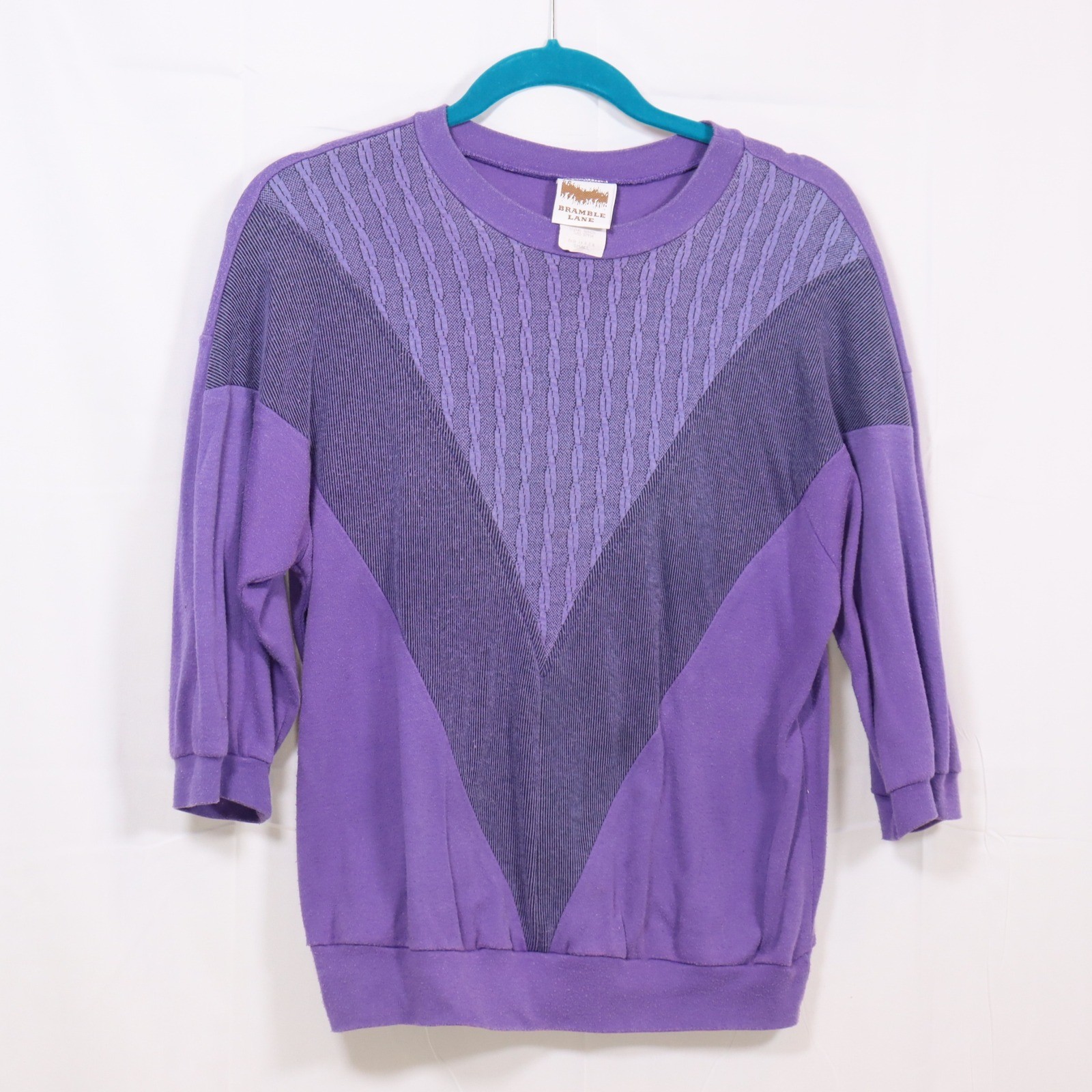 Bramble Lane Sweatshirt Small Purple Womens Chevron Cable Knit Vintage