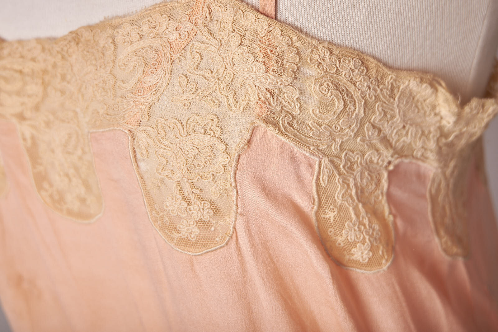 1920s Peach and Lace Flapper Slip Dress