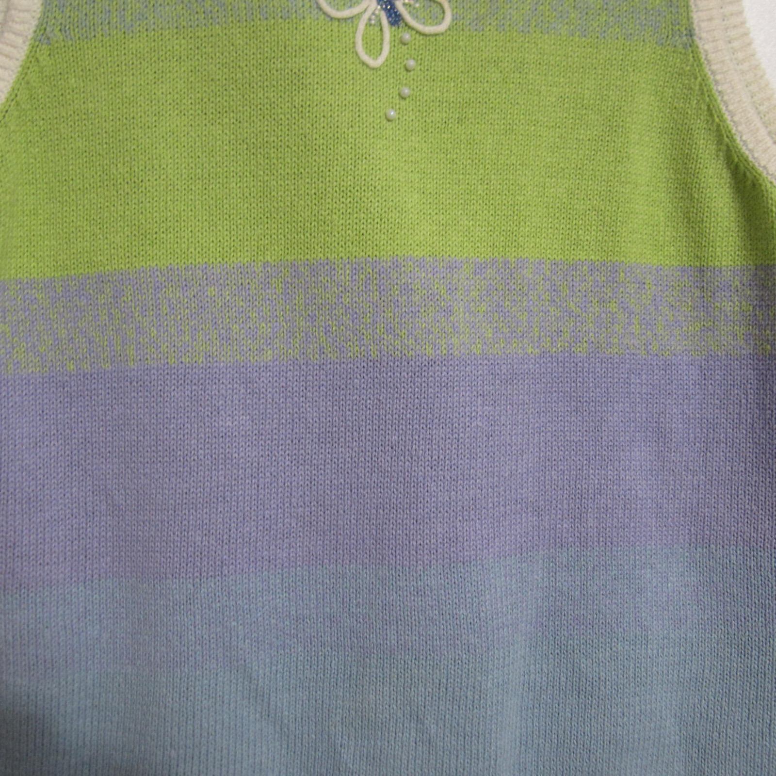 Vintage Mandal Bay Knit Vest Size Med Butterflies with Beads Green/Blue/Purple