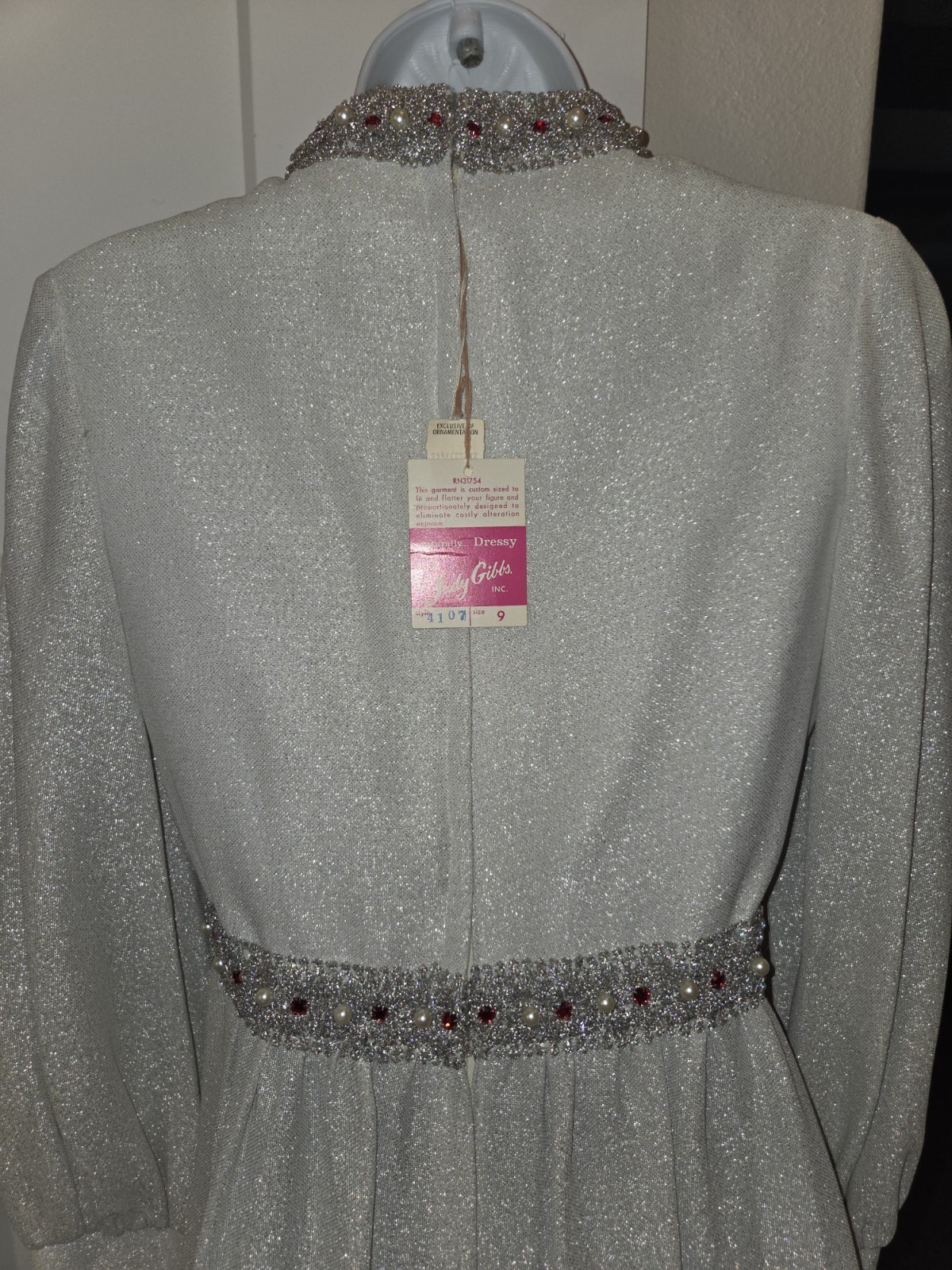 Vtg 60s 70s Judy Gibbs Sparkly Silver Metallic Wide Leg Palazzo Jumpsuit Glam S