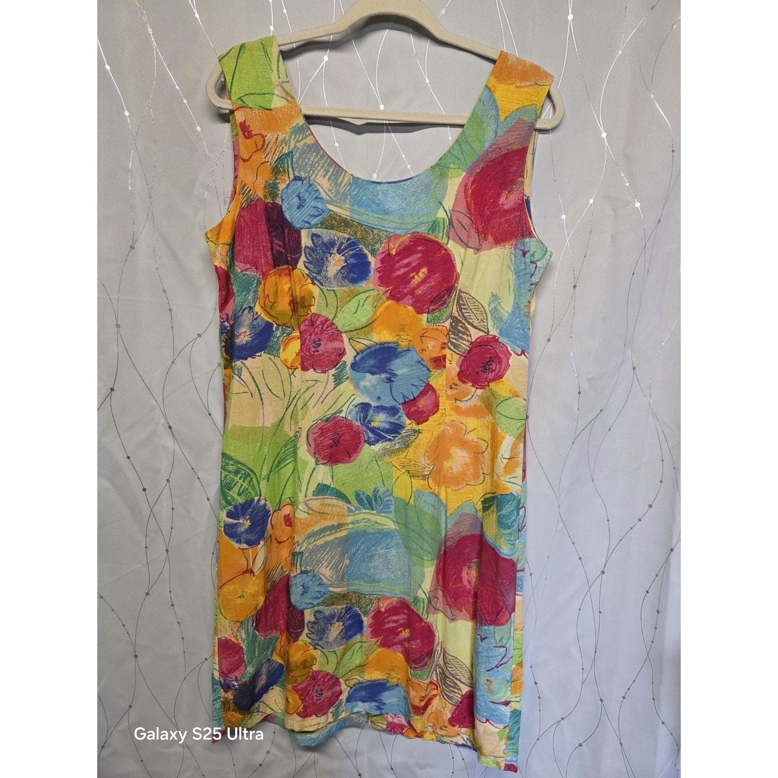 Vintage Jams World Womens Dress 11 Floral Hawaiian Classic Watercolor Sleeveless