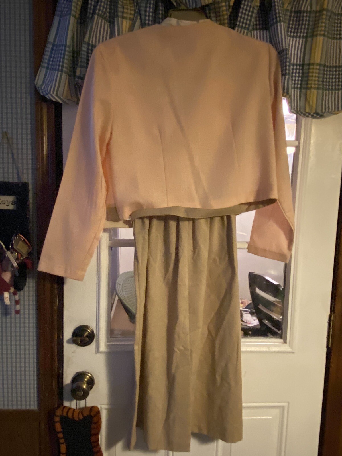 Vintage Peach & Tan Women’s Suit Dress by Just in Thyme Made in USA Size 14