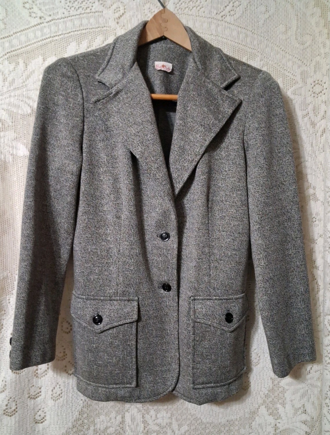 Bodin Knits Vintage Gray Tweed No Wrinkle 1970s Gray Tweed Suit Jacket