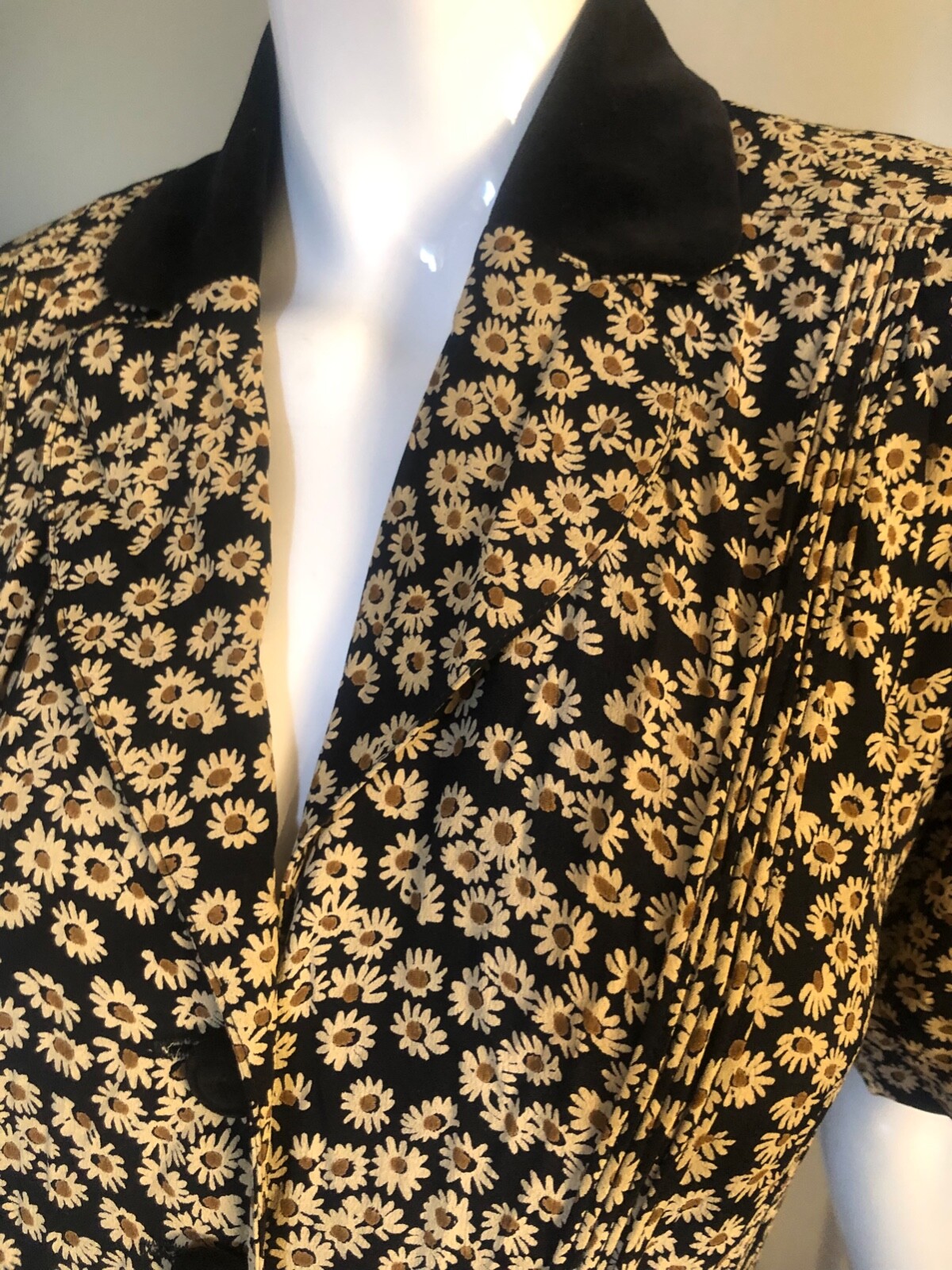 Vtg 90s 30s KAREN ALEXANDER Dress 4 S M Midi Rayon Mini DAISY FLORAL Cottagecore