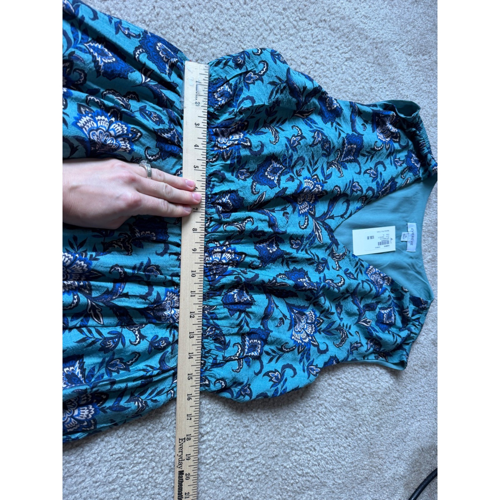 Evereve Mini Dress Georgia NEW Sleeveless Floral Blue Teal Multi XL
