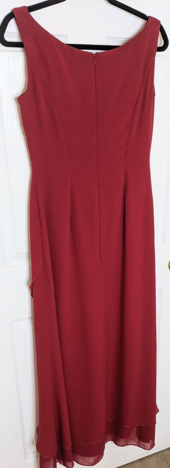 Vtg Lipstick Red Pageant Prom Gown Dress Beaded Trim Size 8 Legends Roswell GA