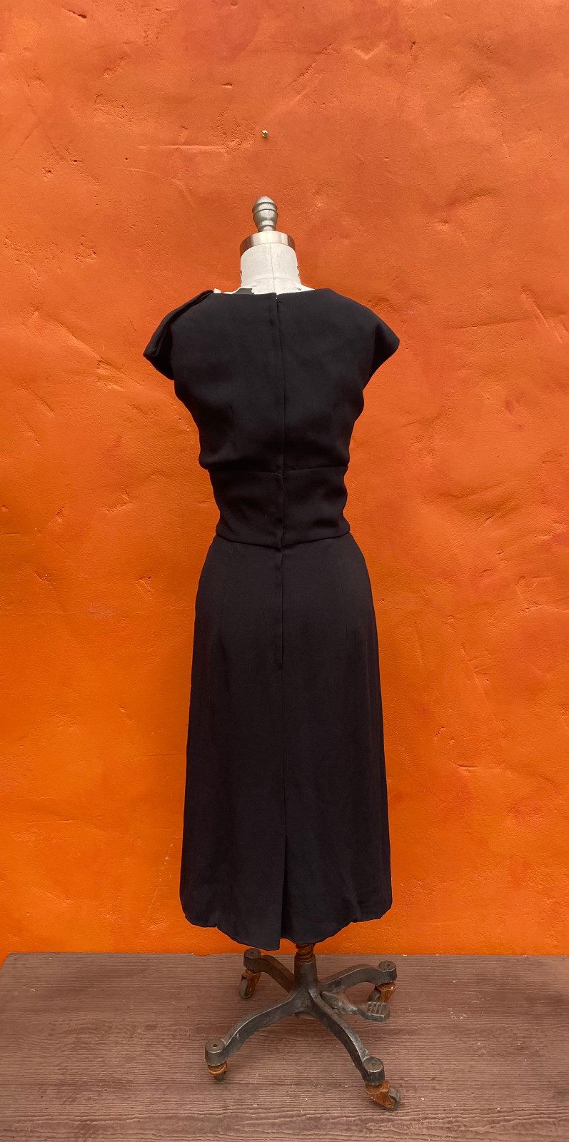 Vintage 1950s Black Wiggle Dress Party Cocktail Dark Pinup rockabilly gothabilly