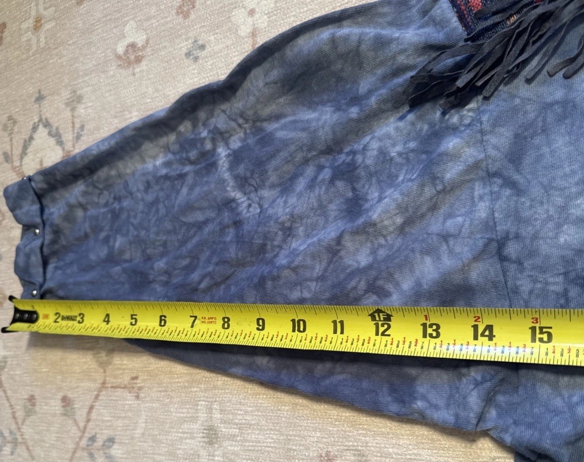 Vintage 90’s Tie Dye Fringe Studded Western T-Shirt Cotton Cowgirl Rodeo O/S