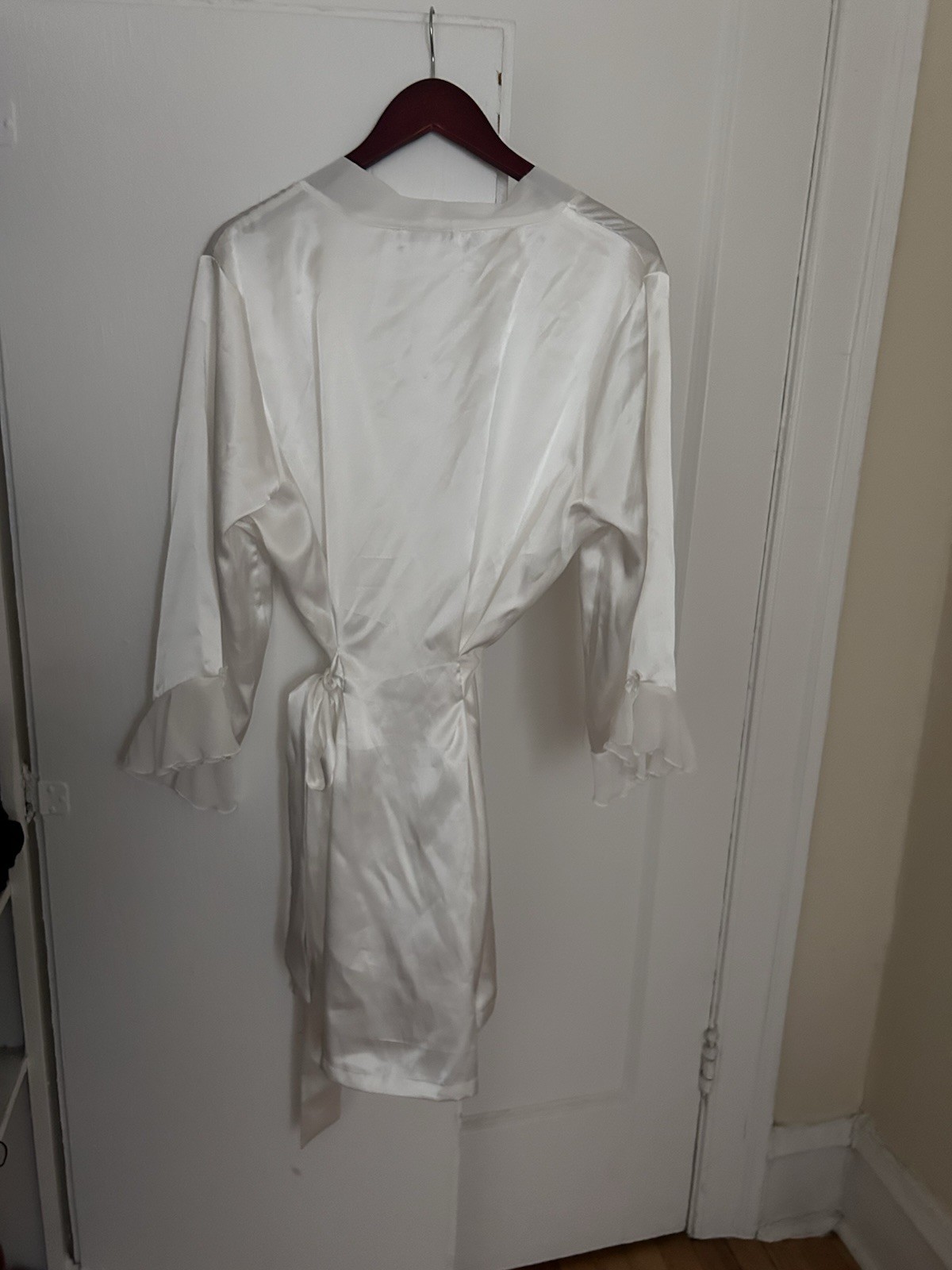 Vintage Linea Donatella Robe White Satin Lace Sequin Applique Bridal 1X
