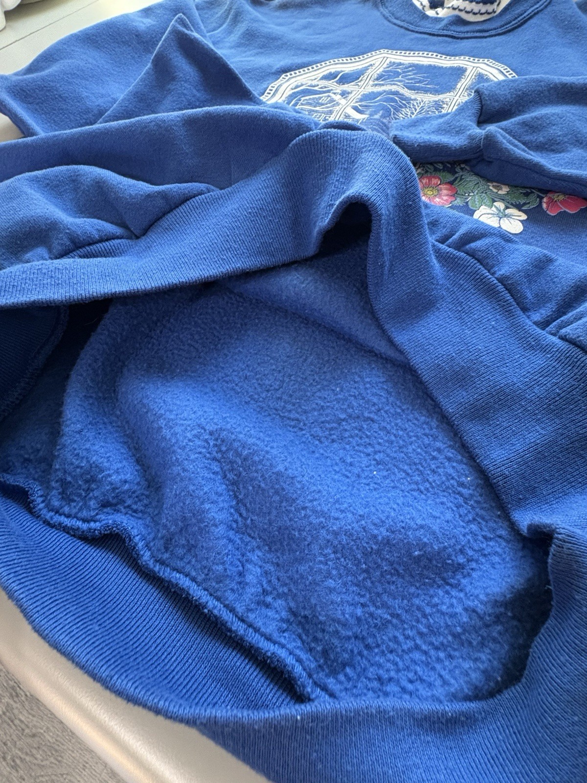 Vintage Morning Sun 90s Streetwear Women XL Farmhouse Flower Sweatshirt Blue USA