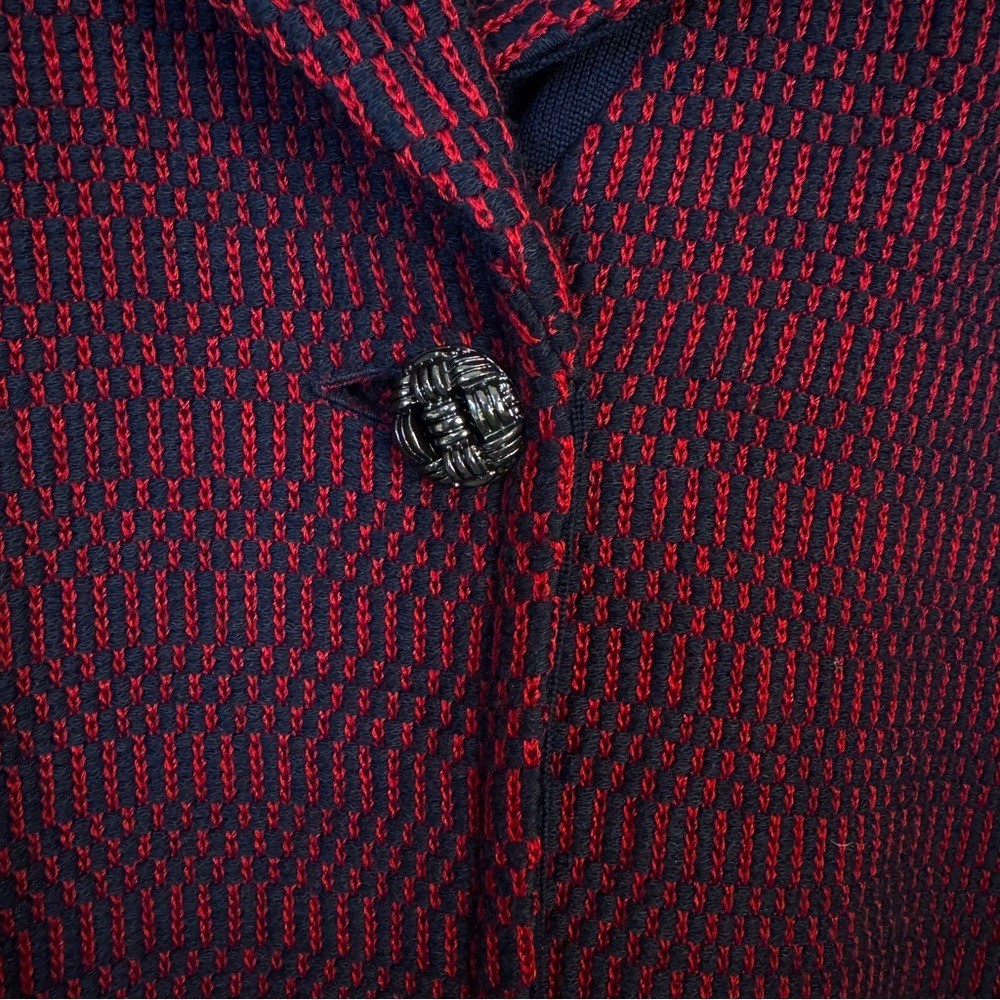 St. John wool silk blend tweed boucle blazer cardigan jacket single button SZ 12