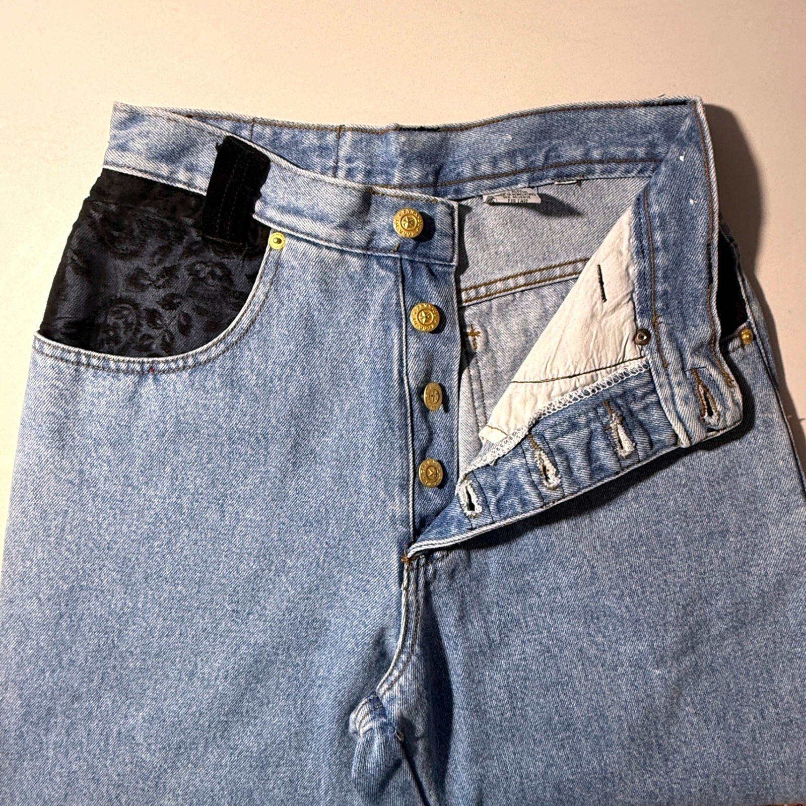 Vintage Zana Di Jeans Womens 7/8 Brocade Button Fly 90’s Mom Pants High Waisted
