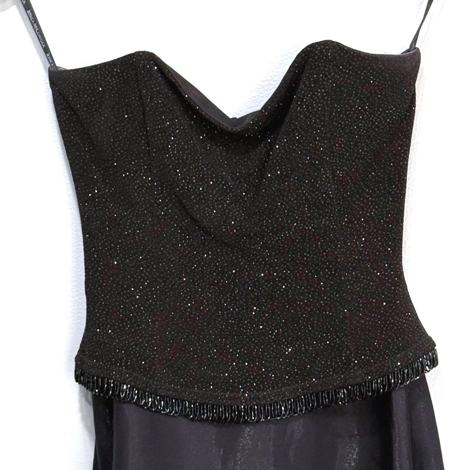 Y2K whimsigoth Scott McClintock Black Strapless Beaded Evening Gown Dress 6