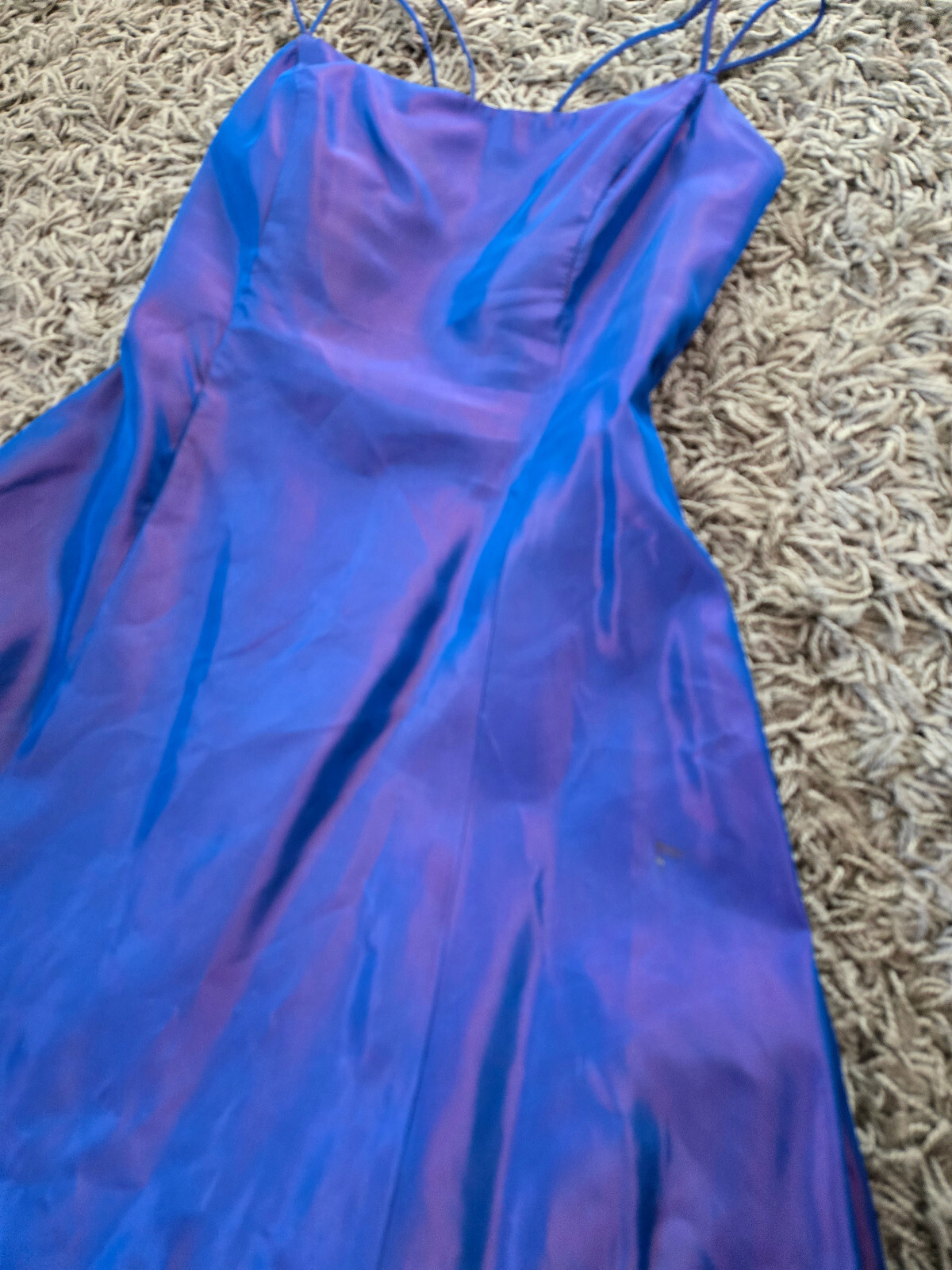 Vintage 1990s Y2K blue pink irridescent corset back formal gown dress be smart