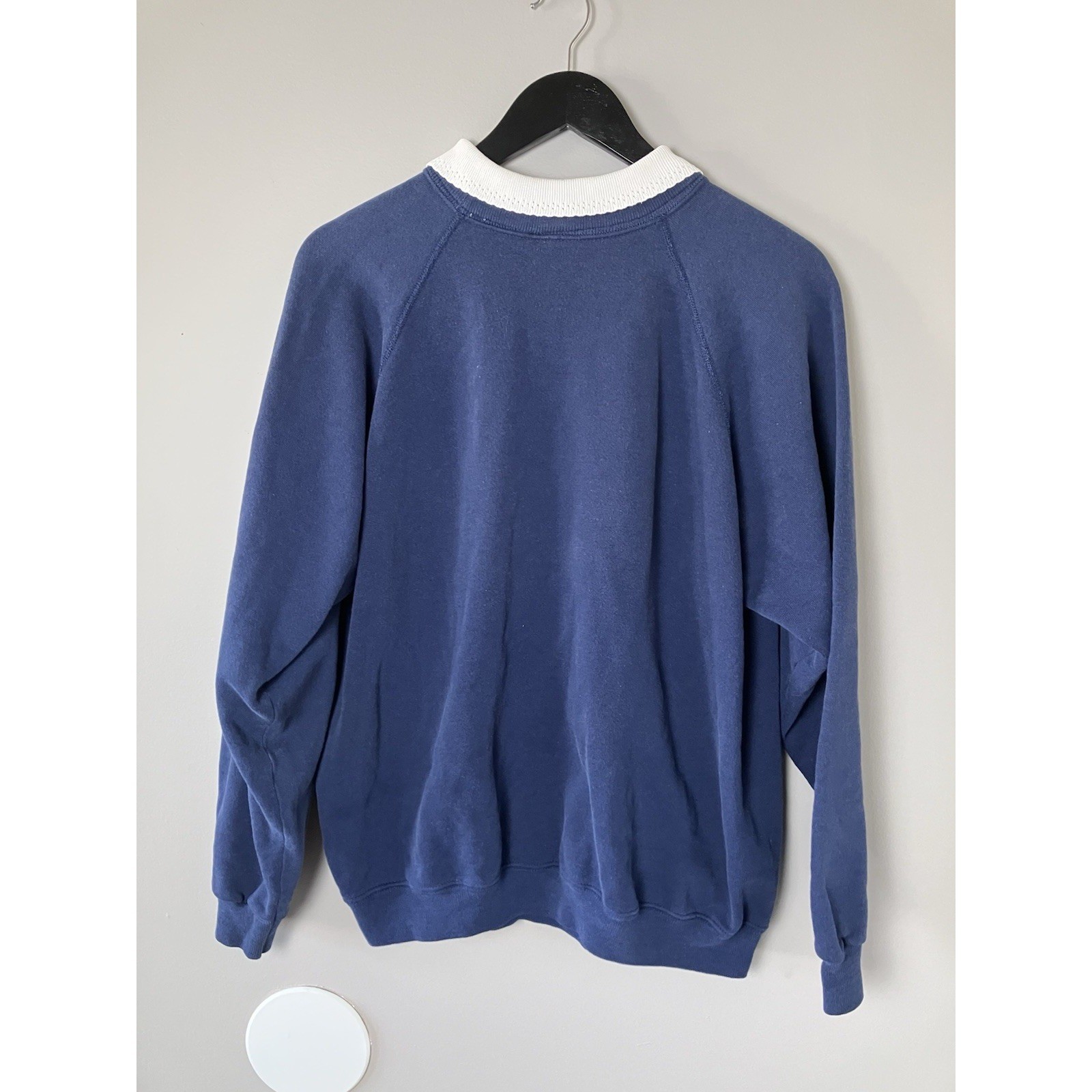Vintage Blue Floral Barclay Square Hanes Sweatshirt With Collar Twee Size XL
