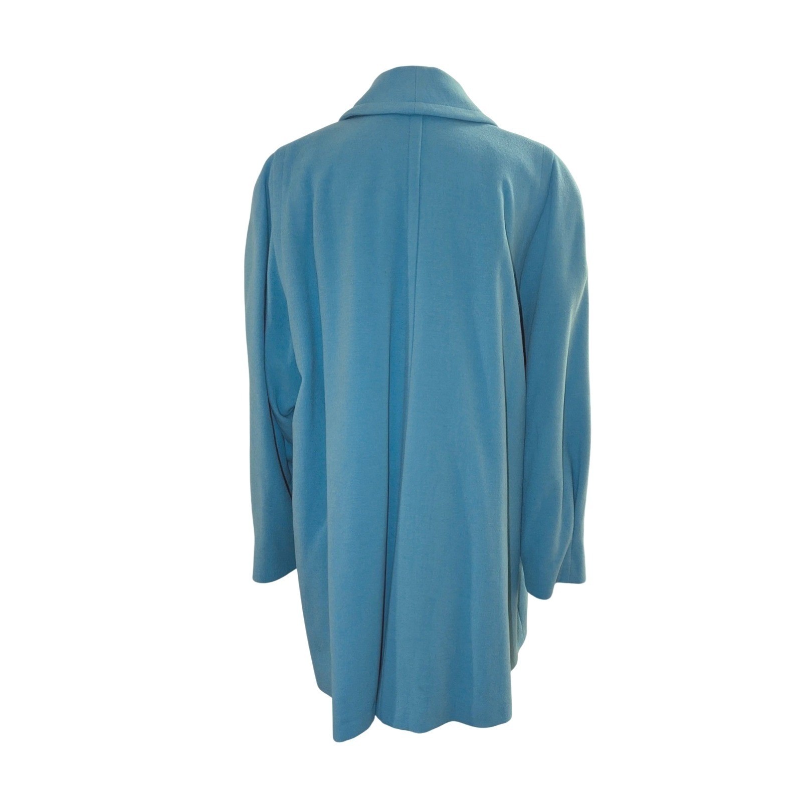 Escada Margaretha Ley Wool Angora Silk Coat Blue Shawl Collar Sz 36 Vintage NWT