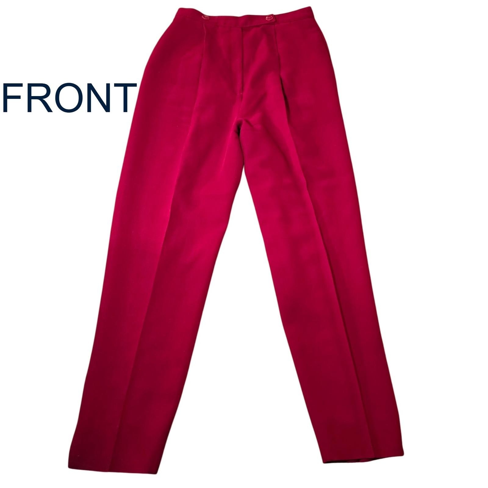 VINTAGE GIANNI 100% Pure wool lined dress slacks deep red maroon ruby trousers